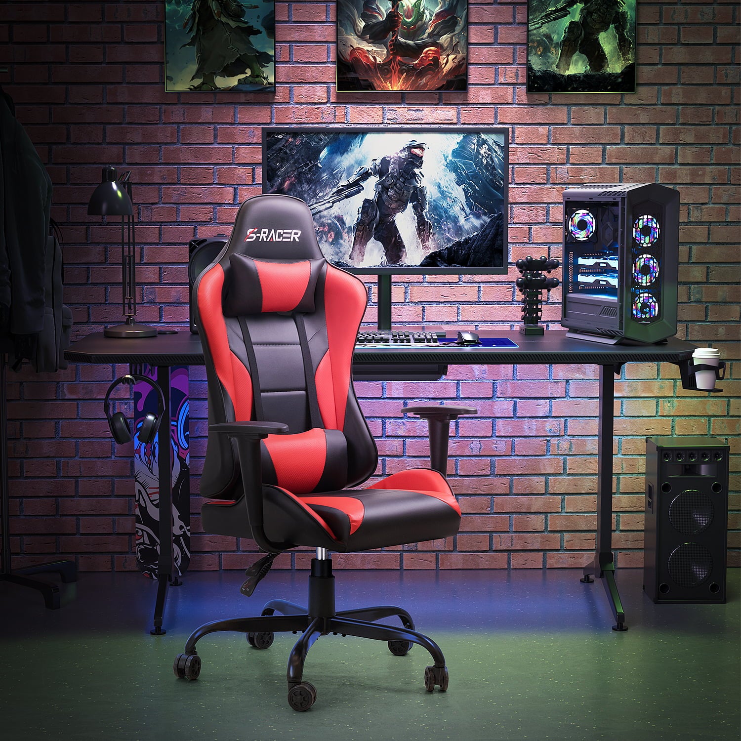 Homall Gaming Chair Office Chair High Back Racing Computer Chair PU Leather Adjustable Seat Height Swivel Chair Ergonomic Executive Chair with Headrest