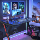 Homall Z-Shaped Gaming Desk Carbon Fiber Surface Desk with Cup Holder & Headphone Hook