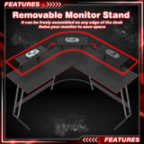 Homall L-Shaped Gaming Desk 47 Inches Corner Office Desk with Removable Monitor Riser, Black