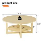 Homall 35" Round Coffee Table Solid Wood End Table with Rustic Wood Storage Circle Center Table