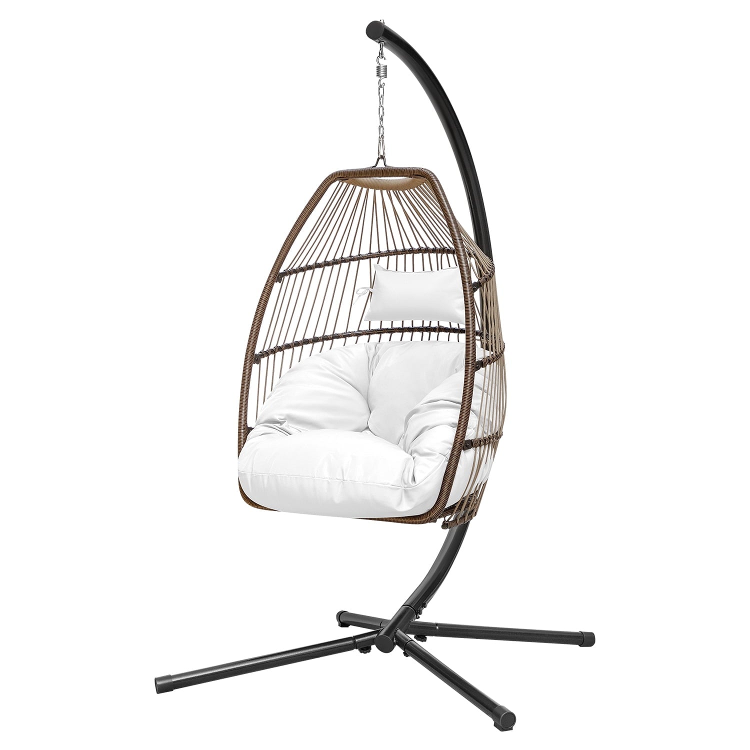 Homall Indoor Outdoor Patio Wicker Swing Egg Chair Hammock Chair Hanging Chair UV Resistant Cushions with Stand for Patio Porch Lounge Bedroom Balcony Garden Backyard