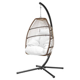 Homall Indoor Outdoor Patio Wicker Swing Egg Chair Hammock Chair Hanging Chair UV Resistant Cushions with Stand for Patio Porch Lounge Bedroom Balcony Garden Backyard