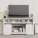 Homall Modern Farmhouse TV Stand with Electric Fireplace Media Storage TV Console Sliding Cabinet Doors