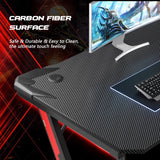 Homall Z-Shaped Gaming Desk Carbon Fiber Surface Desk with Cup Holder & Headphone Hook