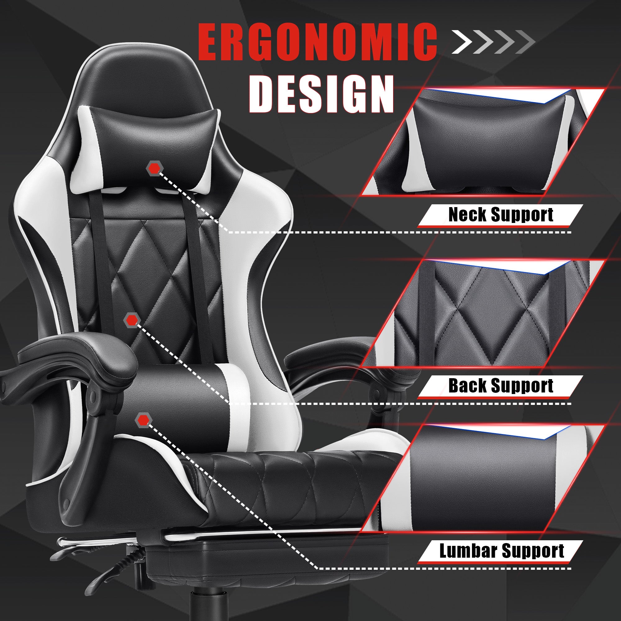 Homall Gaming Chair Massage Office Chair Computer Racing Chair High Back PU Leather Chair with Footrest