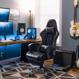 Homall Gaming Chair Massage Office Chair Computer Racing Chair High Back PU Leather Chair with Footrest, Black