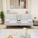 Homall Futon Sofa Bed Faux Leather Couch Modern Convertible Folding Recliner with 2 Cup Holders