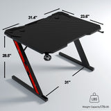 Homall Z-Shaped Gaming Desk Carbon Fiber Surface Desk with Cup Holder & Headphone Hook