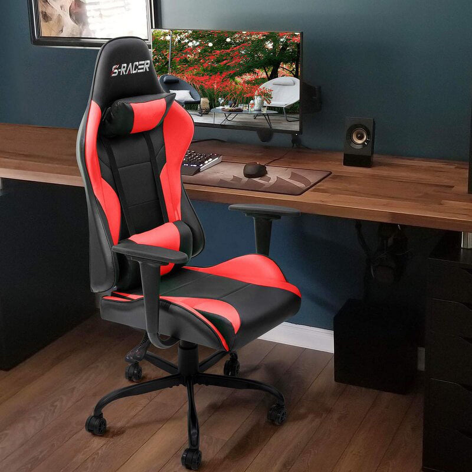 Homall Gaming Chair Office Chair High Back Racing Computer Chair PU Leather Adjustable Seat Height Swivel Chair Ergonomic Executive Chair with Headrest