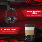 Homall Z-Shaped Gaming Desk Carbon Fiber Surface Desk with Cup Holder & Headphone Hook