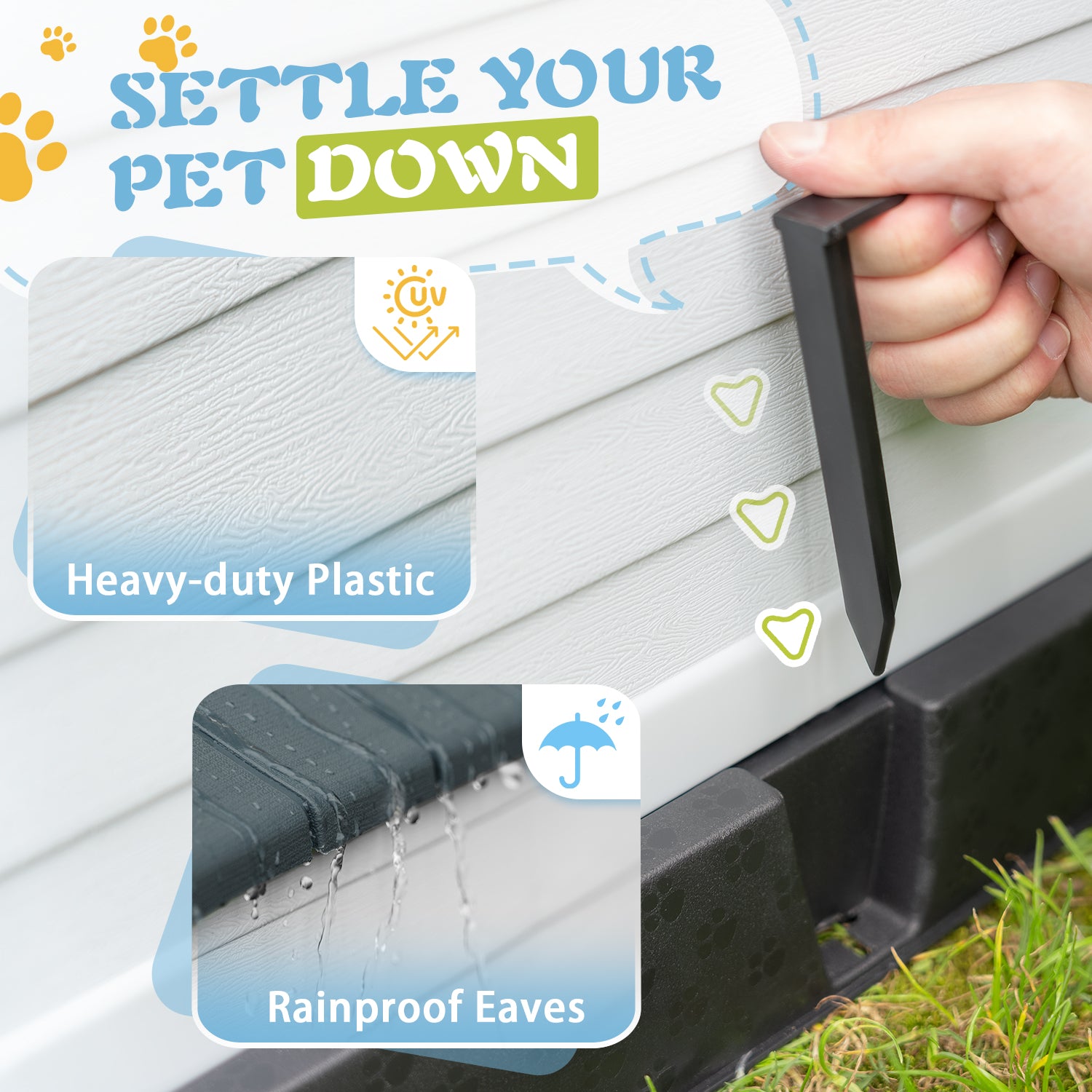 Homall Dog Kennel Plastic Dog House Indoor Outdoor for Large Dogs 27.6 inch All Weather Doghouse Puppy Shelter with Air Vents, Elevated Floor Ventilate