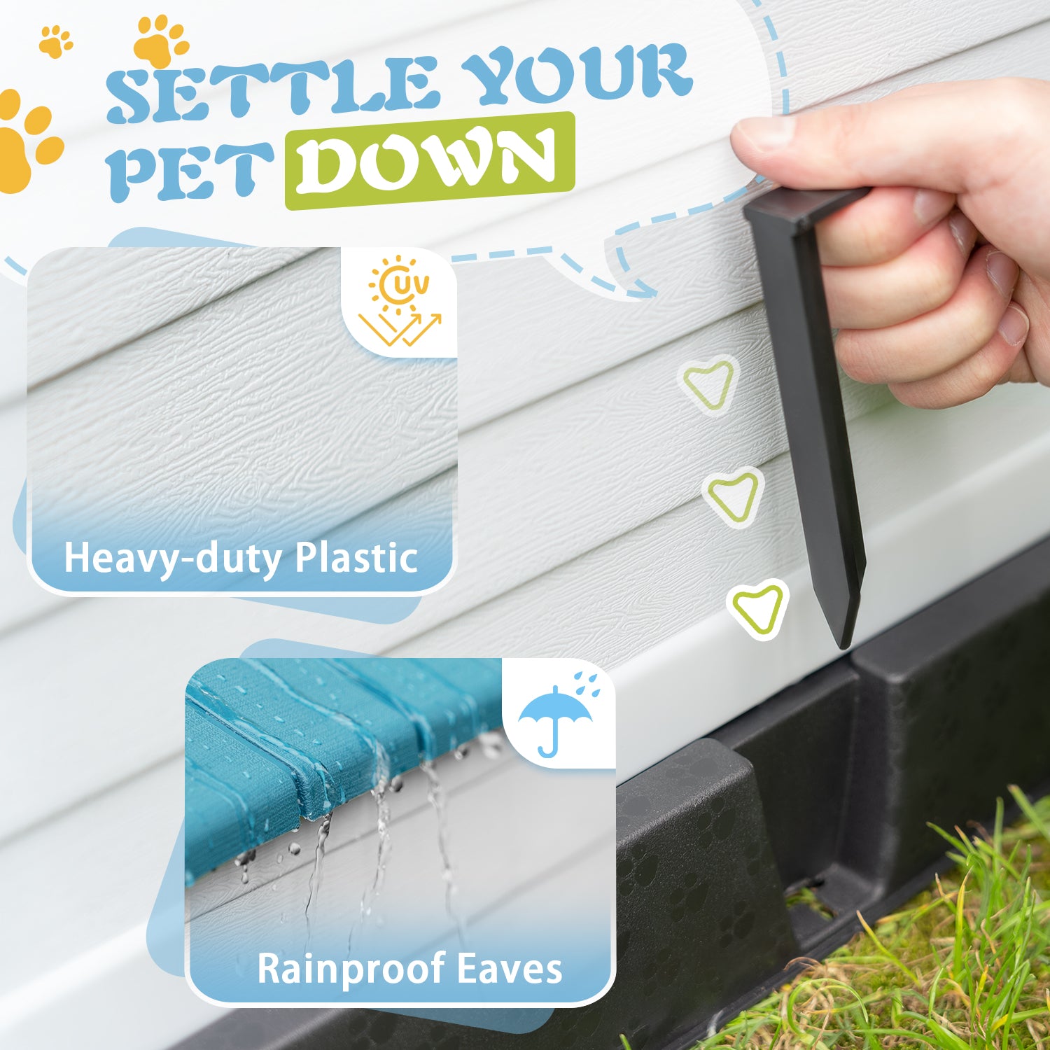 Homall Dog Kennel Plastic Dog House Indoor Outdoor for Large Dogs 27.6 inch All Weather Doghouse Puppy Shelter with Air Vents, Elevated Floor Ventilate