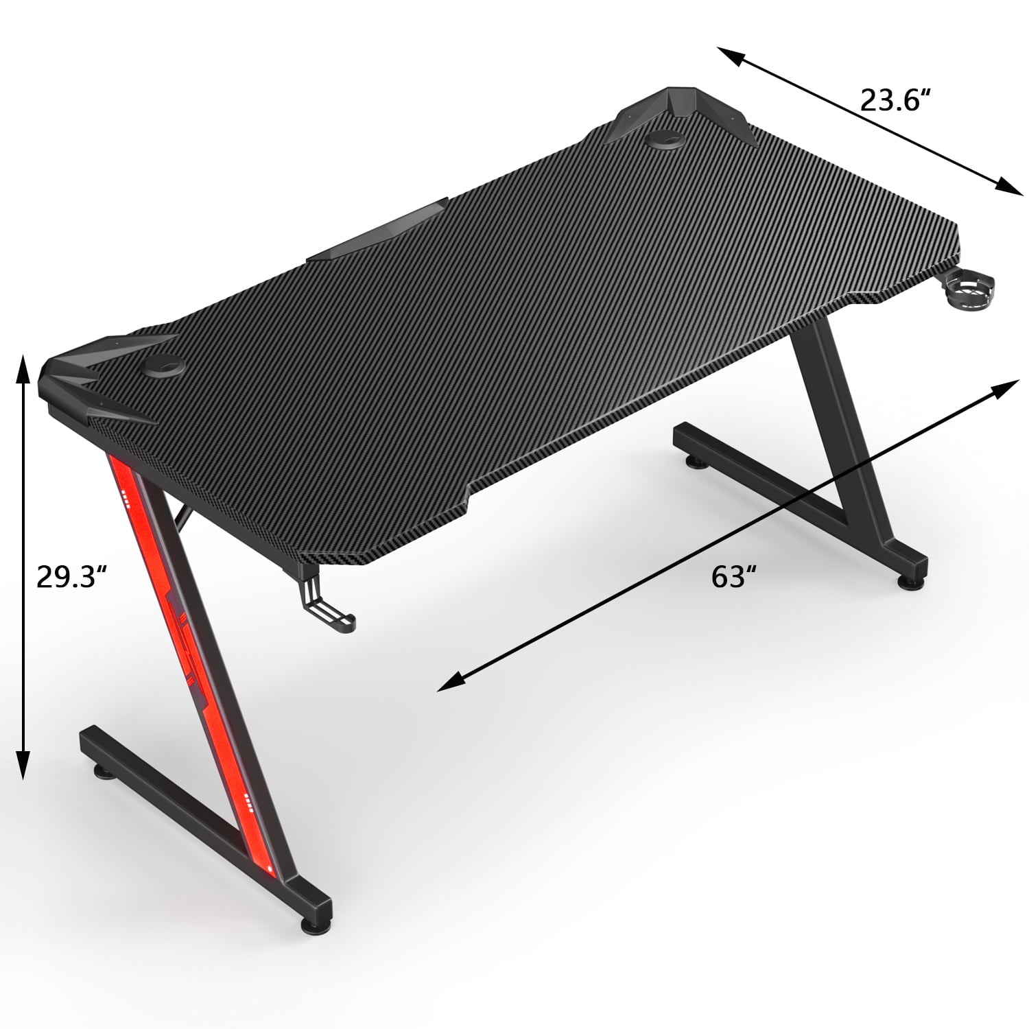 Homall Z-Shaped Gaming Desk Carbon Fiber Surface Desk with Cup Holder & Headphone Hook