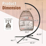 Homall Indoor Outdoor Patio Wicker Swing Egg Chair Hammock Chair Hanging Chair UV Resistant Cushions with Stand for Patio Porch Lounge Bedroom Balcony Garden Backyard