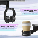 Homall Z-Shaped Gaming Desk Carbon Fiber Surface Desk with Cup Holder & Headphone Hook