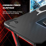 Homall Z-Shaped Gaming Desk Carbon Fiber Surface Desk with Cup Holder & Headphone Hook
