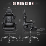 Homall Gaming Chair Massage Office Chair Computer Racing Chair High Back PU Leather Chair with Footrest, Black