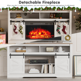 Homall Modern Farmhouse TV Stand with Electric Fireplace Media Storage TV Console Sliding Cabinet Doors