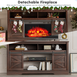 Homall Modern Farmhouse TV Stand with Electric Fireplace Media Storage TV Console Sliding Cabinet Doors