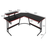 Homall L-Shaped Gaming Desk 51 Inches Corner Office Gaming Desk Removable Monitor Riser Desk with LED Strip & Power Outlets, Black