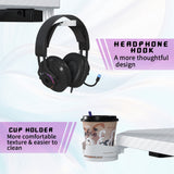 Homall Z-Shaped Gaming Desk Carbon Fiber Surface Desk with Cup Holder & Headphone Hook