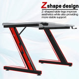 Homall Z-Shaped Gaming Desk Carbon Fiber Surface Desk with Cup Holder & Headphone Hook