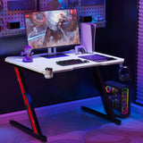 Homall Z-Shaped Gaming Desk Carbon Fiber Surface Desk with Cup Holder & Headphone Hook