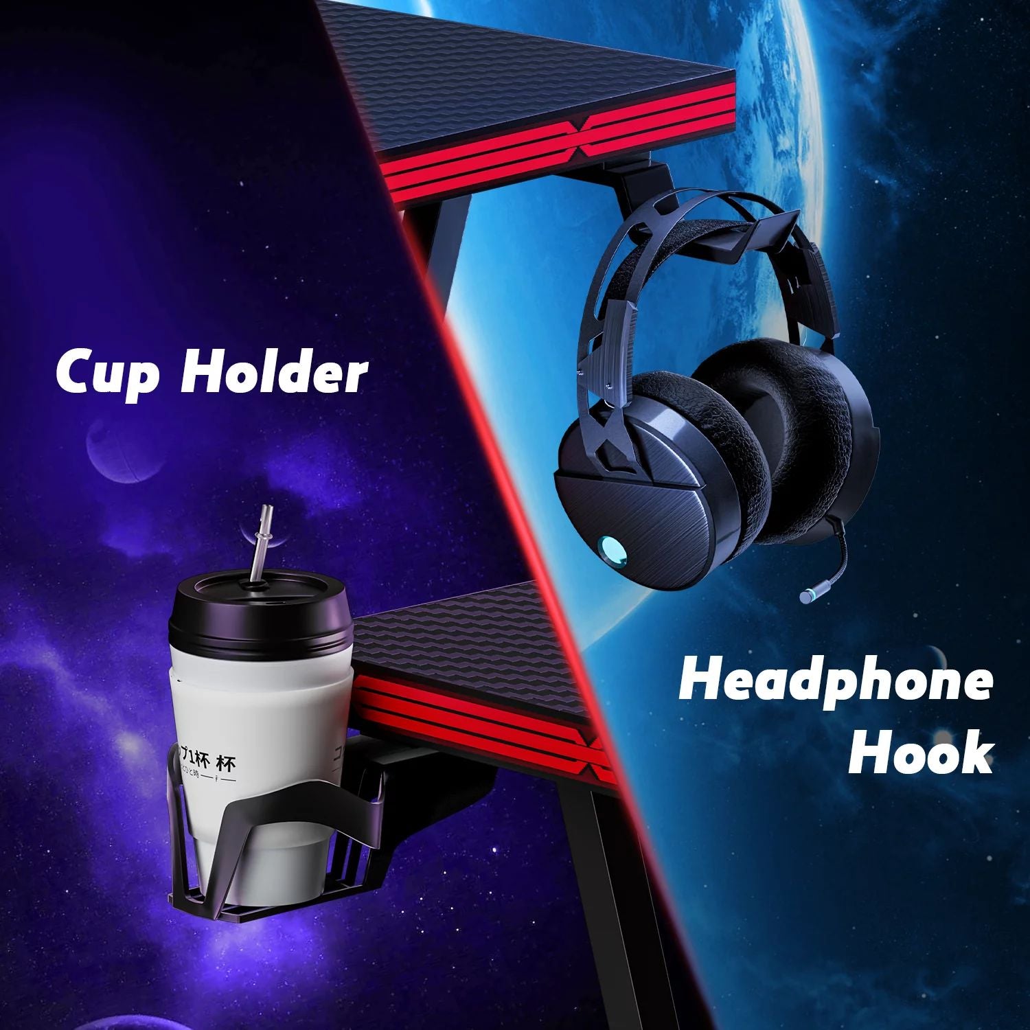 Homall L-Shaped Gaming Desk 51 Inches Corner Office Gaming Desk Removable Monitor Riser Desk with LED Strip & Power Outlets, Black