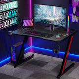 Homall Z-Shaped Gaming Desk Carbon Fiber Surface Desk with Cup Holder & Headphone Hook