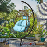 Homall Indoor Outdoor Patio Wicker Swing Egg Chair Hammock Chair Hanging Chair UV Resistant Cushions with Stand for Patio Porch Lounge Bedroom Balcony Garden Backyard