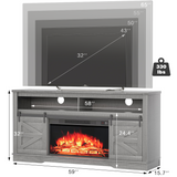 Homall Modern Farmhouse TV Stand with Electric Fireplace Media Storage TV Console Sliding Cabinet Doors
