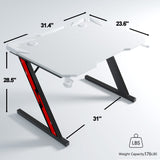 Homall Z-Shaped Gaming Desk Carbon Fiber Surface Desk with Cup Holder & Headphone Hook