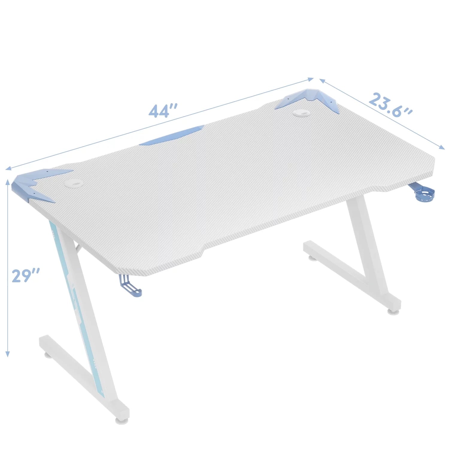 Homall Z-Shaped Gaming Desk Carbon Fiber Surface Desk with Cup Holder & Headphone Hook