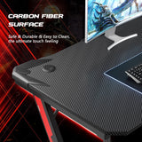 Homall Z-Shaped Gaming Desk Carbon Fiber Surface Desk with Cup Holder & Headphone Hook