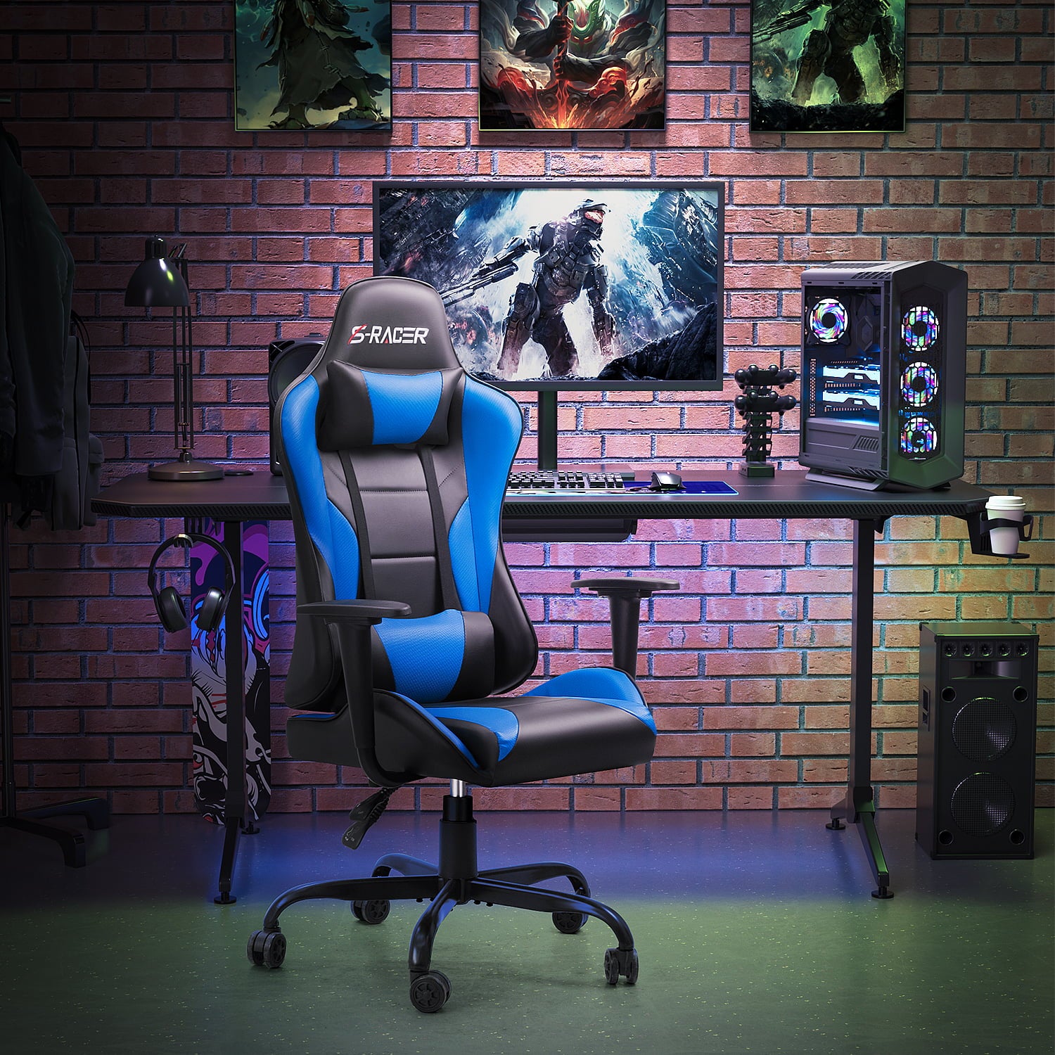 Homall Gaming Chair Office Chair High Back Racing Computer Chair PU Leather Adjustable Seat Height Swivel Chair Ergonomic Executive Chair with Headrest