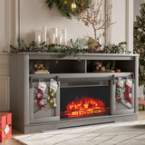 Homall Modern Farmhouse TV Stand with Electric Fireplace Media Storage TV Console Sliding Cabinet Doors