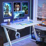 Homall Z-Shaped Gaming Desk Carbon Fiber Surface Desk with Cup Holder & Headphone Hook