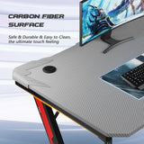 Homall Z-Shaped Gaming Desk Carbon Fiber Surface Desk with Cup Holder & Headphone Hook