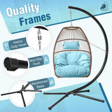 Homall Indoor Outdoor Patio Wicker Swing Egg Chair Hammock Chair Hanging Chair UV Resistant Cushions with Stand for Patio Porch Lounge Bedroom Balcony Garden Backyard
