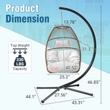 Homall Indoor Outdoor Patio Wicker Swing Egg Chair Hammock Chair Hanging Chair UV Resistant Cushions with Stand for Patio Porch Lounge Bedroom Balcony Garden Backyard