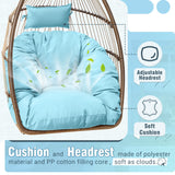 Homall Indoor Outdoor Patio Wicker Swing Egg Chair Hammock Chair Hanging Chair UV Resistant Cushions with Stand for Patio Porch Lounge Bedroom Balcony Garden Backyard