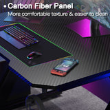 Homall Z-Shaped Gaming Desk Carbon Fiber Surface Desk with Cup Holder & Headphone Hook