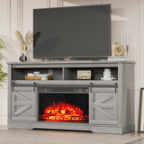 Homall Modern Farmhouse TV Stand with Electric Fireplace Media Storage TV Console Sliding Cabinet Doors