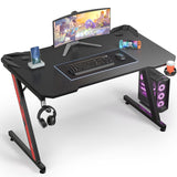Homall Z-Shaped Gaming Desk Carbon Fiber Surface Desk with Cup Holder & Headphone Hook
