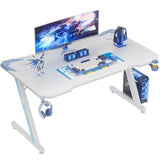 Homall Z-Shaped Gaming Desk Carbon Fiber Surface Desk with Cup Holder & Headphone Hook