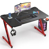 Homall Z-Shaped Gaming Desk Carbon Fiber Surface Desk with Cup Holder & Headphone Hook