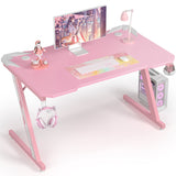 Homall Z-Shaped Gaming Desk Carbon Fiber Surface Desk with Cup Holder & Headphone Hook