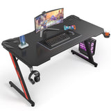 Homall Z-Shaped Gaming Desk Carbon Fiber Surface Desk with Cup Holder & Headphone Hook