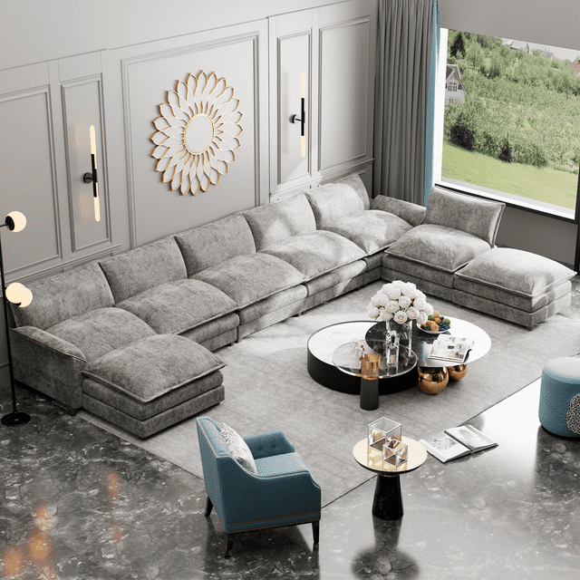 Homall 8-Seats Oversized Modular Sectional Sofa with Ottomans Convertible U-Shaped Sectional Couch Variable Sofa Couch Set with Oversized Soft Seat for Living Room