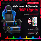 Homall RGB Gaming Chair with Massage and LED Lights Ergonomic Computer Chair with Footrest E-sports Chair with Adjustable Lumbar Support Reclining Video Game Chair